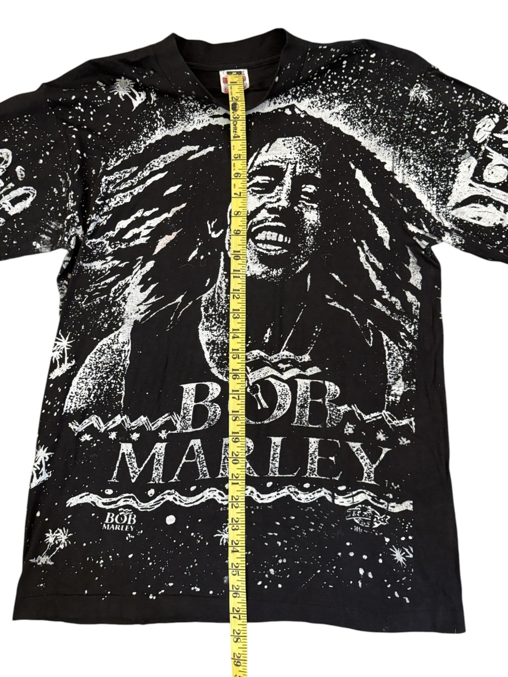 Vintage Bob Marley Single Stitch AOP Graphic Tee Black White 100% Cotton Large - Picture 13 of 14